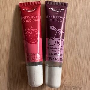 Bath & Body Works strawberry pound cake & black cherry lip gloss bundle